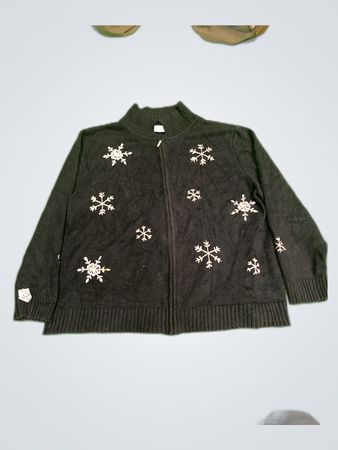 Sonoma Snowflake Embroidered Zip Cardigan