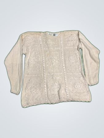 Selecca Cream Lace Knit Sweater