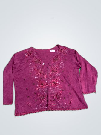 Embroidered Pink Cardigan
