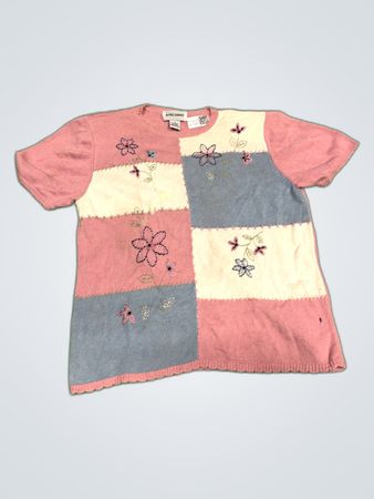 Alfred Dunner Patchwork Floral Knit Sweater