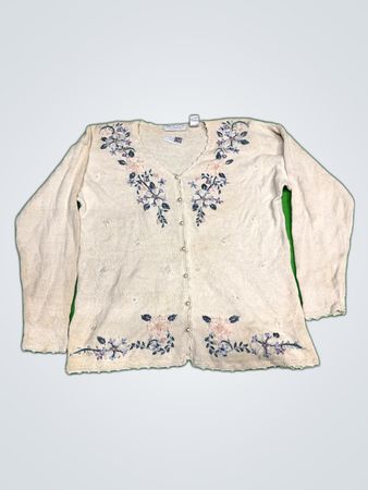 Carolyn Taylor Floral Embroidered Knit Cardigan