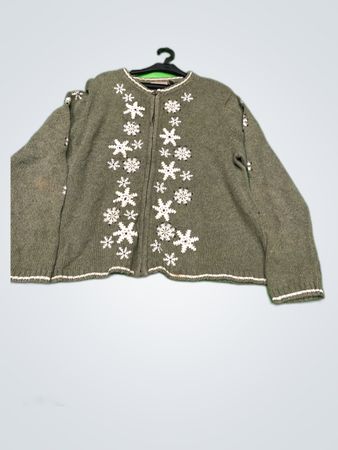 Croft & Barrow Green Snowflake Cardigan