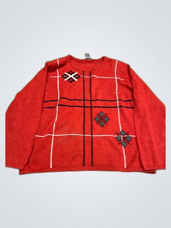 Alia Petites Red Geometric Knit Sweater