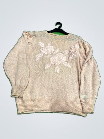 Beige Floral Sweater