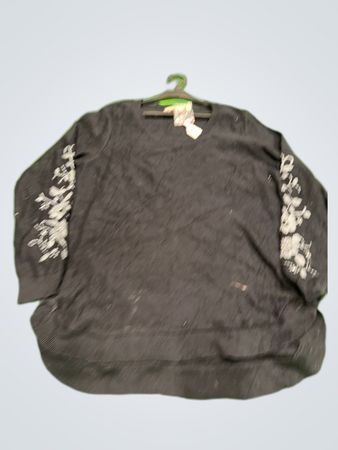 Soft Surroundings Black Embroidered Knit Sweater