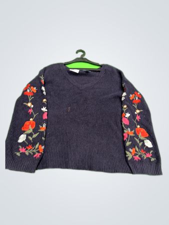 American Eagle Outfitters Floral Embroidered Sweater