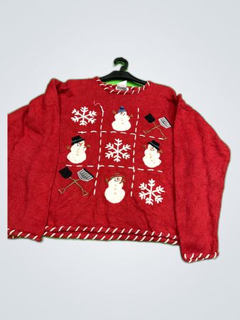 PB&J Red Snowman Knit Sweater