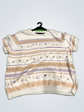Alfred Dunner Striped Floral Knit Blouse