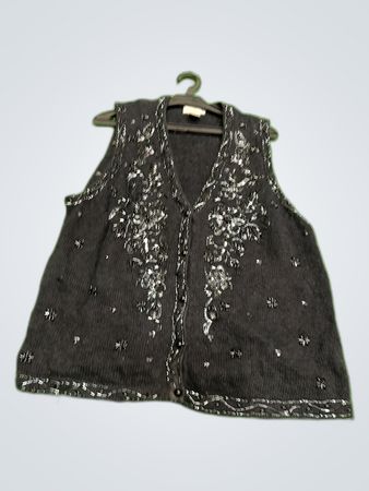 Tory Burch Black Sequined Knit Vest