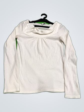 Old Navy White Ribbed Off-Shoulder Knit Top