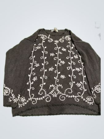 Gray Embroidered Sweater