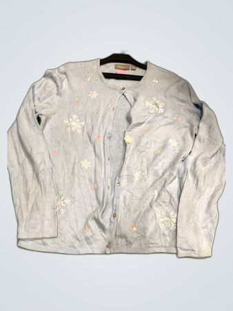 Croft & Barrow Snowflake Embroidered Cardigan
