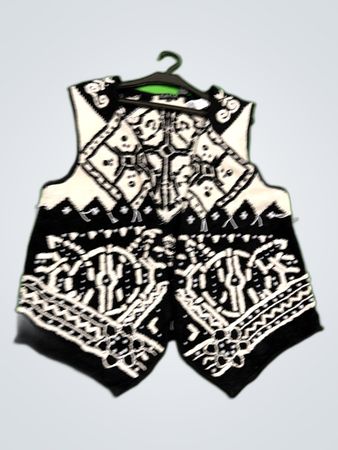 Rafia Black and White Geometric Knitted Waistcoat