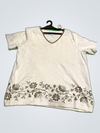 CJ Banks Floral Embroidered V-Neck Blouse