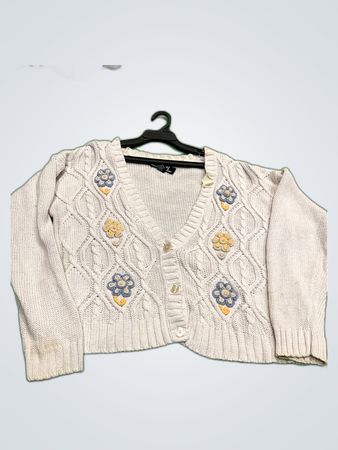 SK Wear Floral Embroidered Knit Cardigan