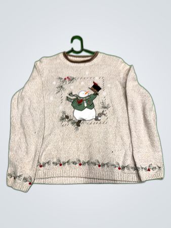 Lands' End Christmas Snowman Knit Sweater