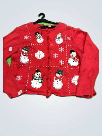 H&M Wish for Joy Red Snowman Knit Cardigan