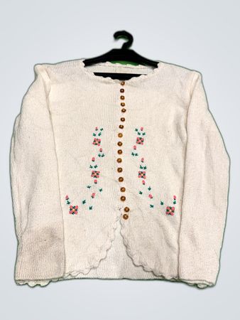 White Floral Embroidered Cardigan