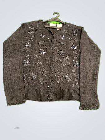 Kasper Embroidered Knit Cardigan