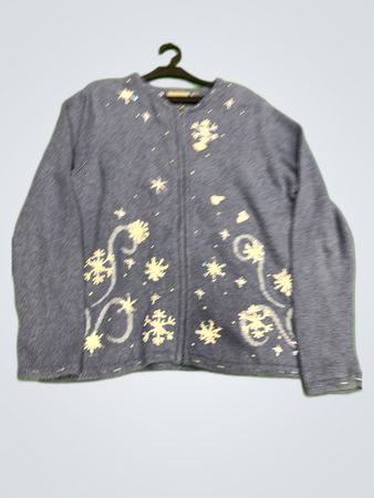 Croft & Barrow Blue Snowflake Zip Cardigan