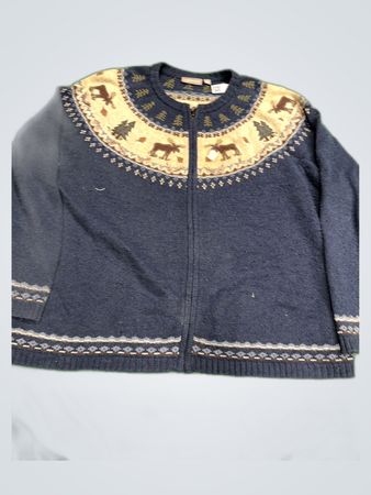 Croft & Barrow Navy Moose Knit Cardigan