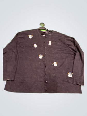 Crystal Kobe Snowman Embroidered Cardigan