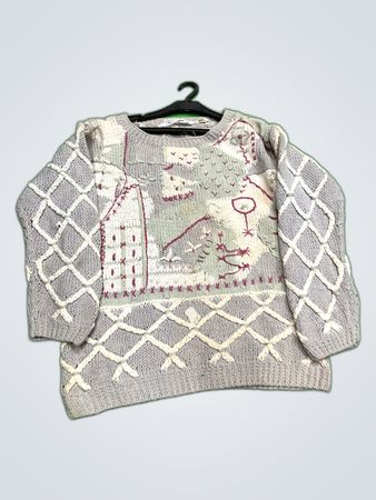 Hand Knitted Sheep Design Sweater