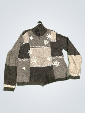 Victoria Jones Grey Snowflake Knit Cardigan