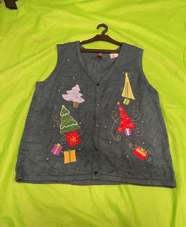 Unbranded Grey Christmas Knit Cardigan Vest