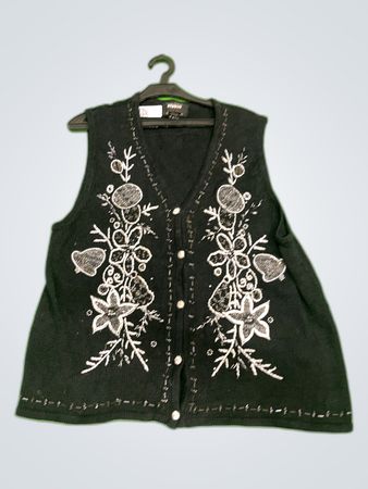 Black Embroidered Vest