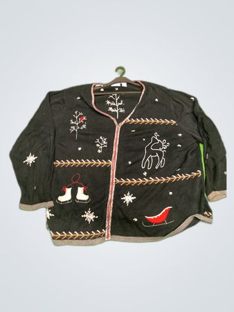 Liz & Me Black Holiday Cardigan