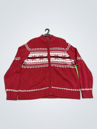 Croft & Barrow Red Zip-Up Knit Cardigan