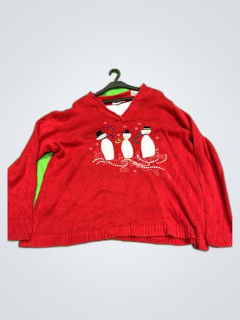 CJ Banks Red Snowman Knit Sweater
