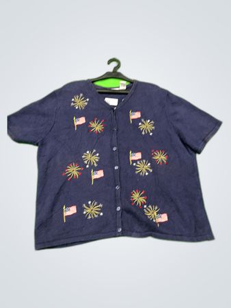 Croft & Barrow Patriotic Embroidered Cardigan