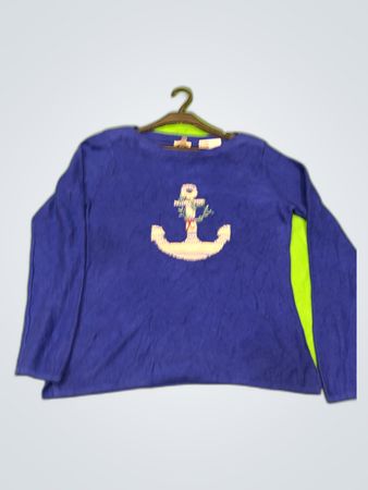 Talbots Petite Anchor Embroidered Knit Sweater
