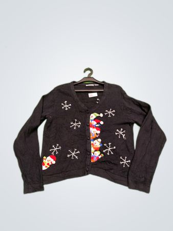 Unbranded Black Knit Christmas Cardigan