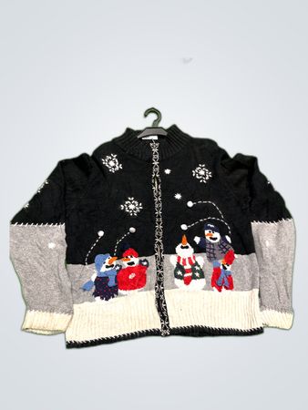 Northcrest Holiday Lodge Zip-Up Knit Cardigan