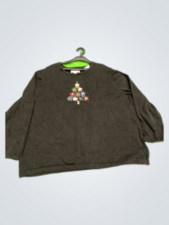 C.J. Banks Christopher & Banks Black Knit Christmas Sweater