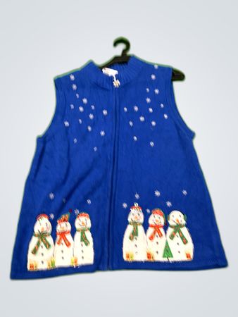 Hampshire Studio Blue Knitted Snowman Cardigan