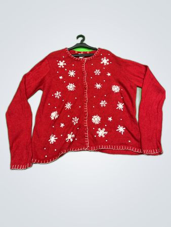White Stag Red Snowflake Cardigan Sweater