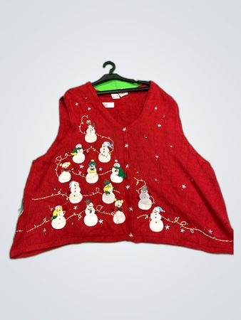 Festive Red Knit Christmas Vest