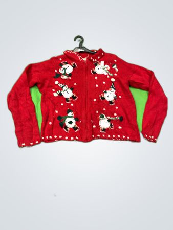 Heirloom Collectibles Red Christmas Knit Cardigan
