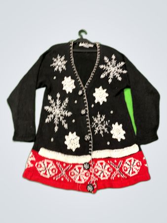 Victoria Jones Black Snowflake Knit Cardigan