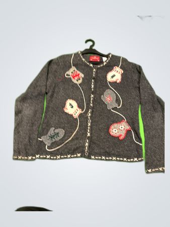 Holiday Lodge by Northcrest Gray Knit Sweater