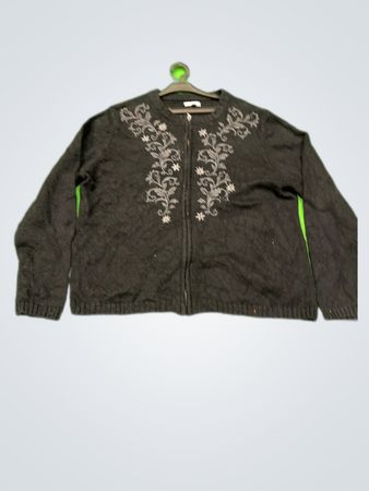 Croft & Barrow Black Embroidered Cardigan