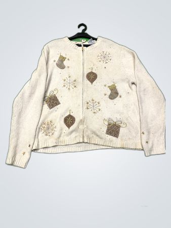 Craft & Barrow Christmas Embroidered Knit Cardigan