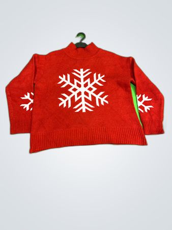 Red Snowflake Turtleneck Knit Sweater