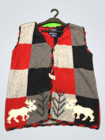 Rey Wear Hand Knitted Plaid Cotton Vest