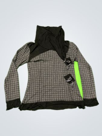 Cache Cache Black Gray Geometric Knit Top