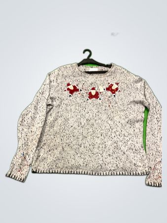C.J. Banks Christopher & Banks Hand Embroidered Santa Knit Sweater